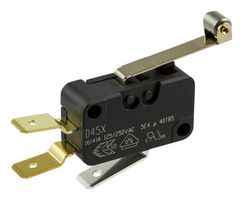 ZF D459-V3RD Microswitch, D4 Series, SPST, Roller Lever, Quick Connect, Solder, 16 A, 250 V RoHS Compliant: Yes