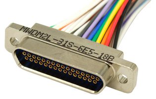 GLENAIR MWDM2L-37S-6E5-18B CABLE, 37POS, MICRO D HEMBRA-LIBRE, 18"