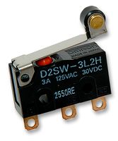 OMRON ELECTRONIC COMPONENTS D2SW-3L2H Microswitch, D2SW Series, SPDT, Roller Lever, Solder, 3 A, 250 V RoHS Compliant: Yes