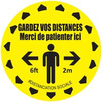 Círculo señalizador de distanciamiento social, en francés